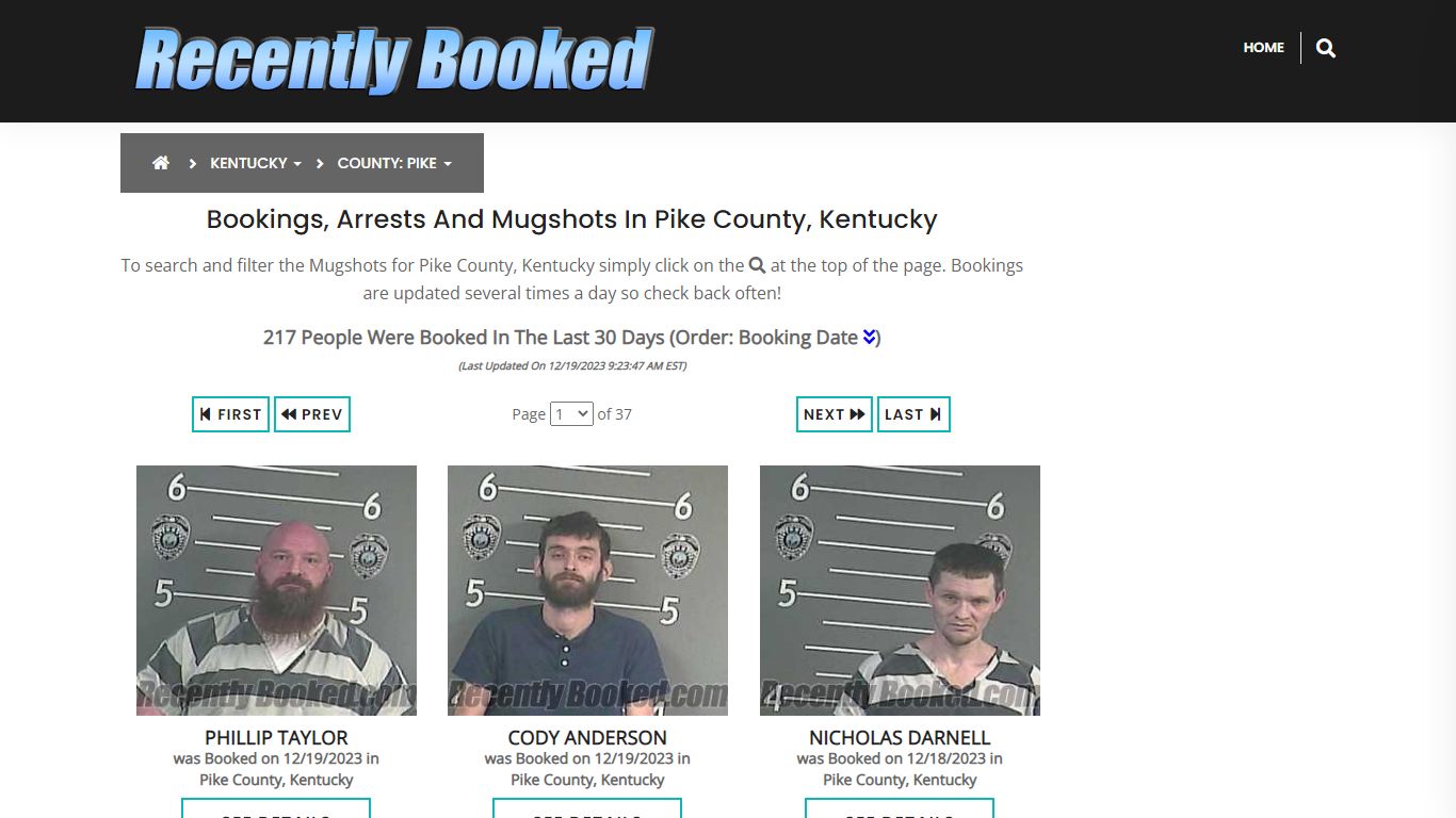 Recent bookings, Arrests, Mugshots in Pike County, Kentucky